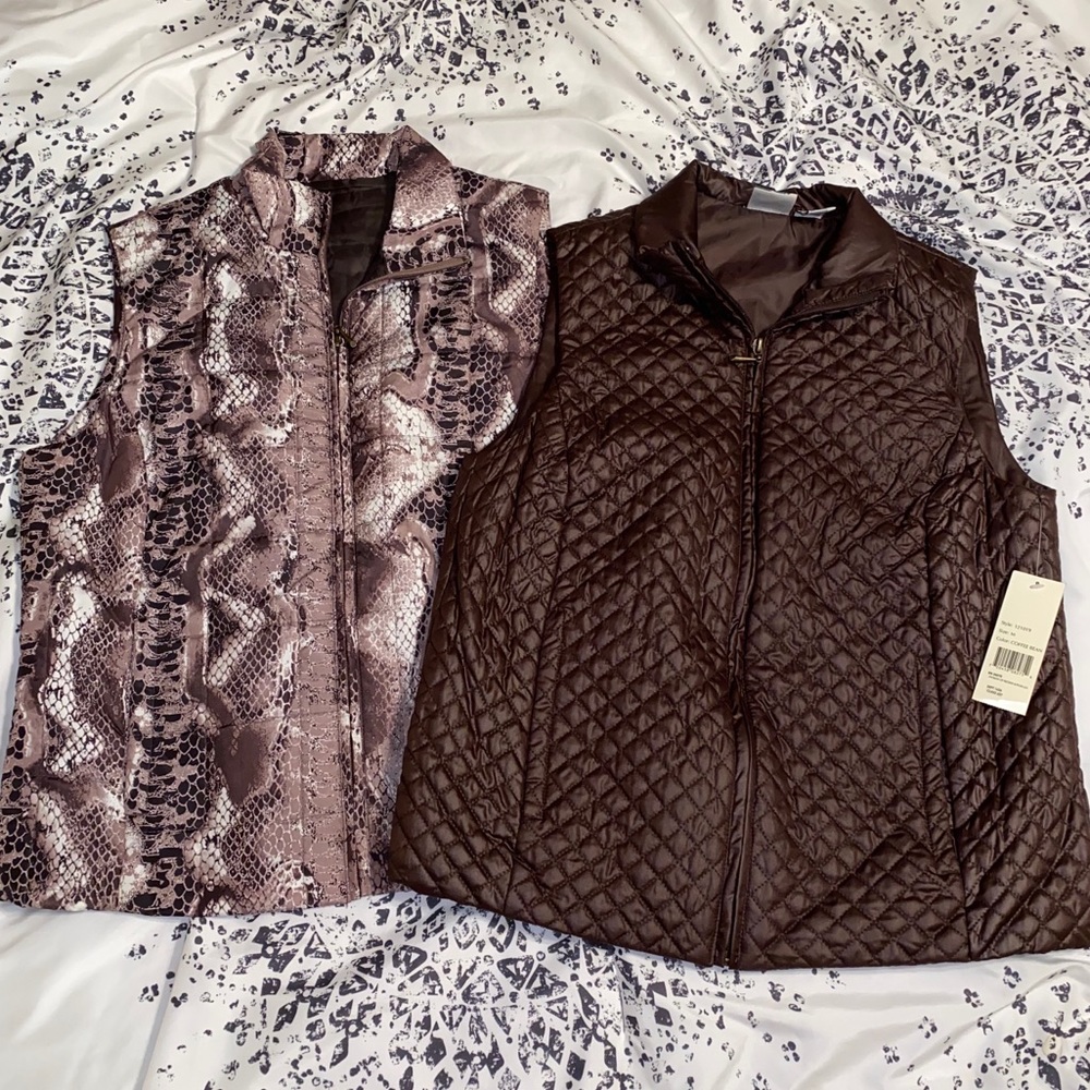 Two Puffy Brown Vests